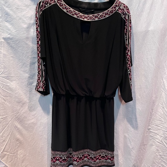 White House Black Market, Black Embroidered Blouson Dress - Picture 1 of 4